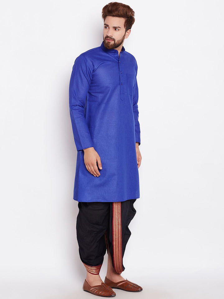 SOJANYA Men Blue Solid Straight Kurta