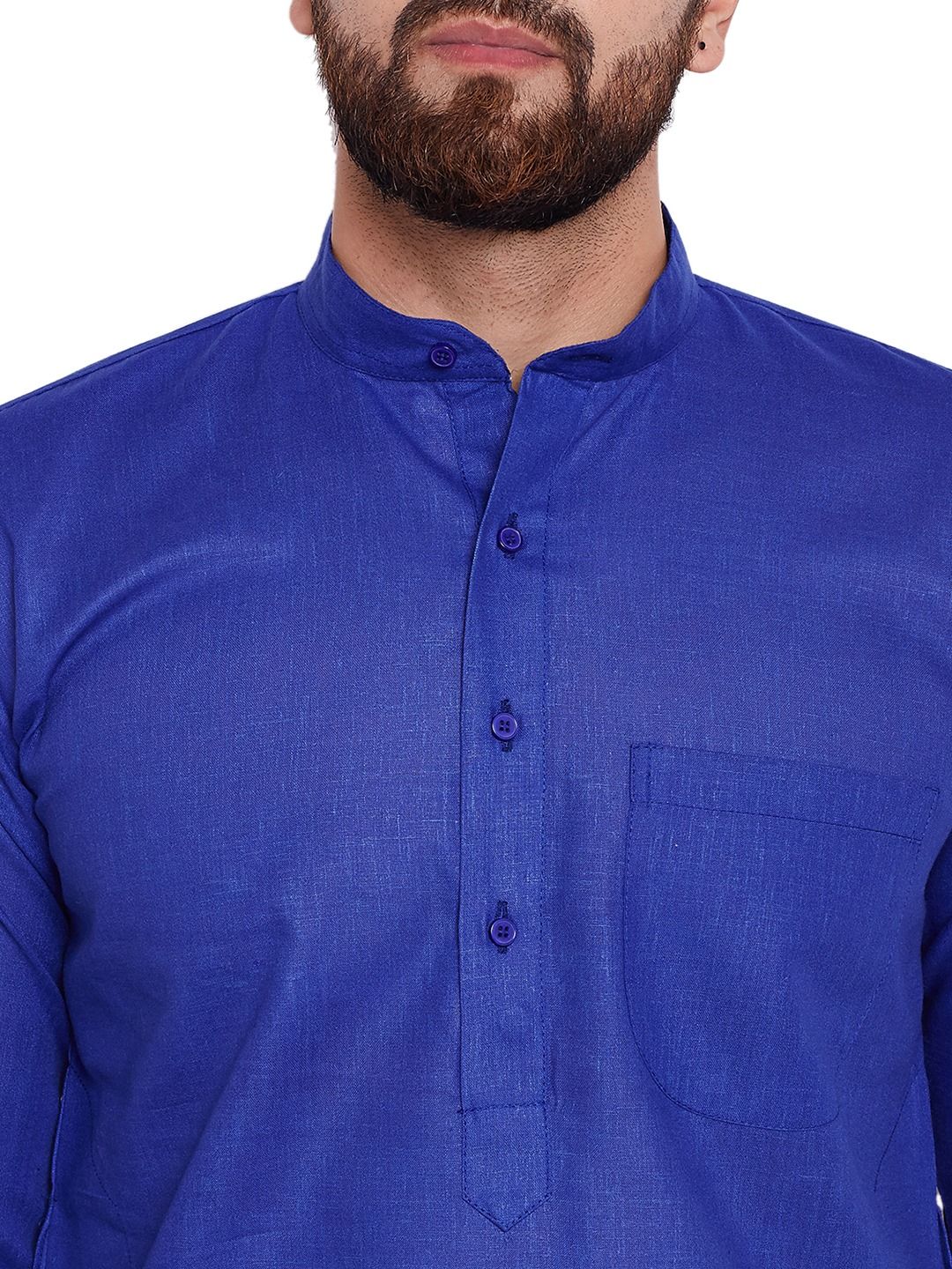 SOJANYA Men Blue Solid Straight Kurta