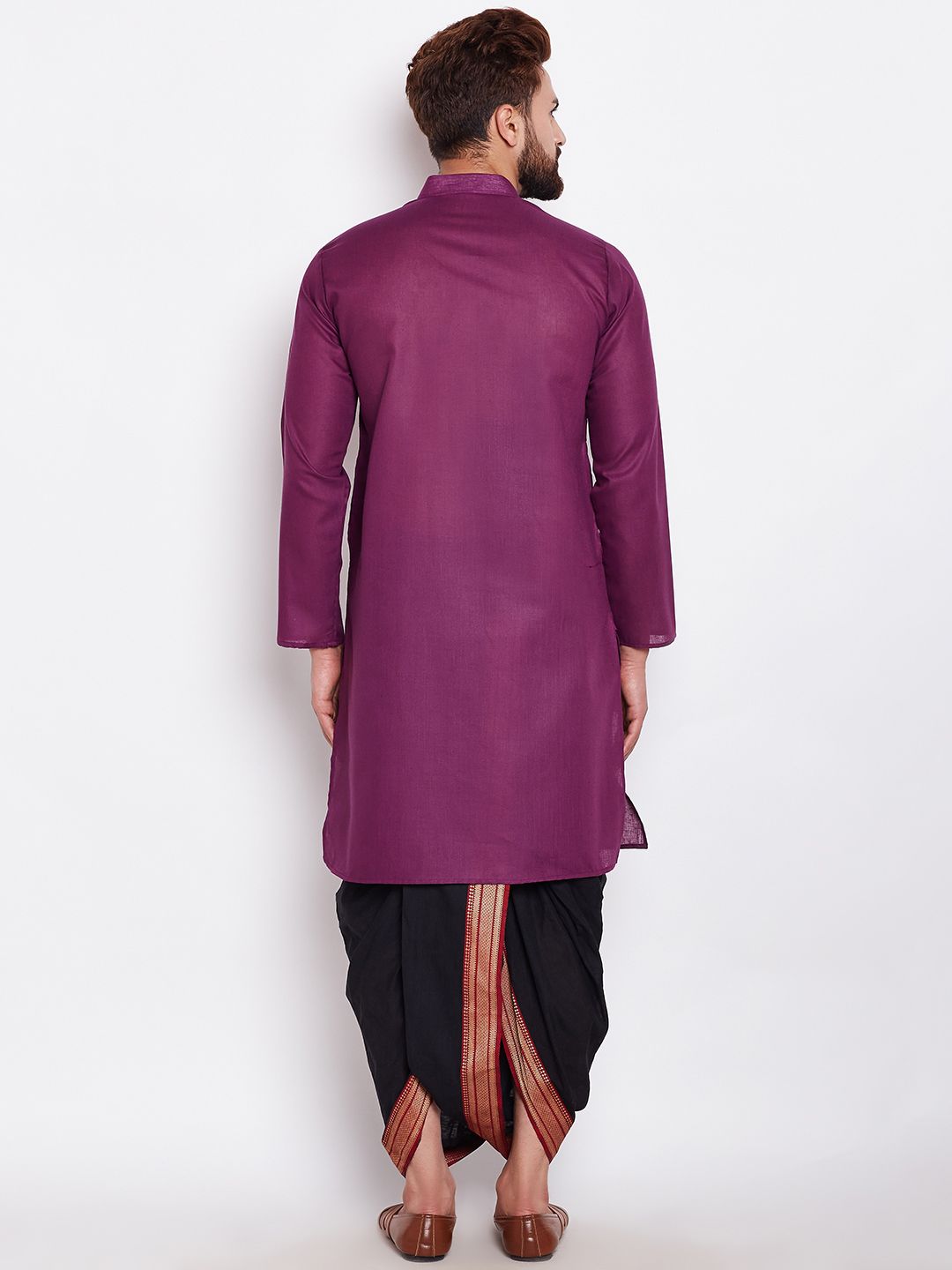 SOJANYA Lelaki Ungu Solid Kurta Lurus
