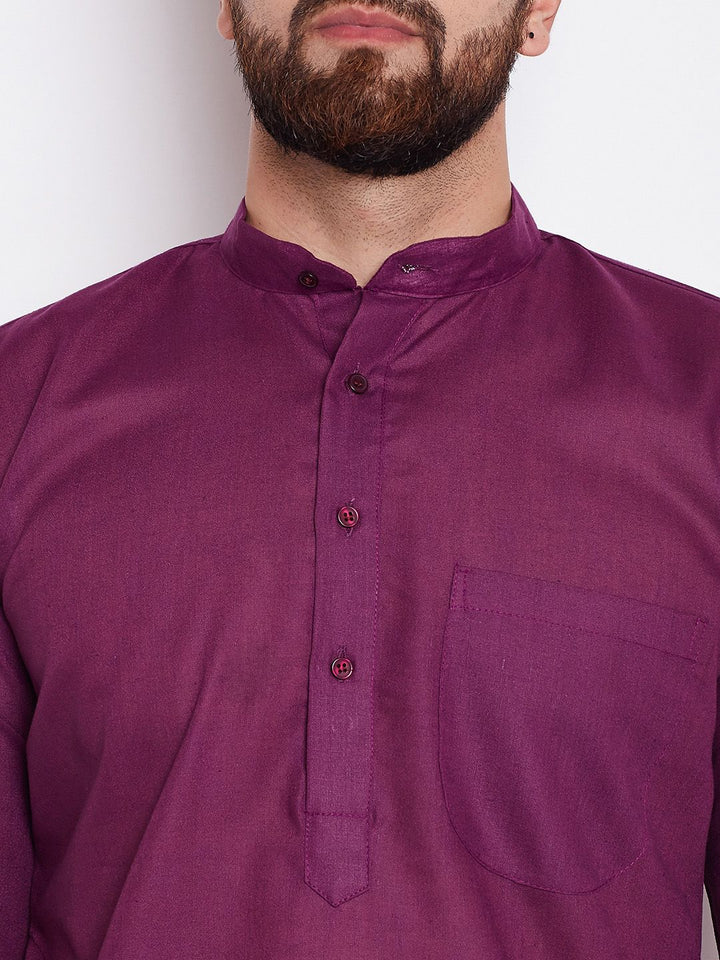 SOJANYA Lelaki Ungu Solid Kurta Lurus