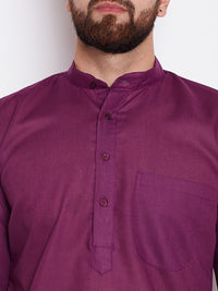 SOJANYA Lelaki Ungu Solid Kurta Lurus