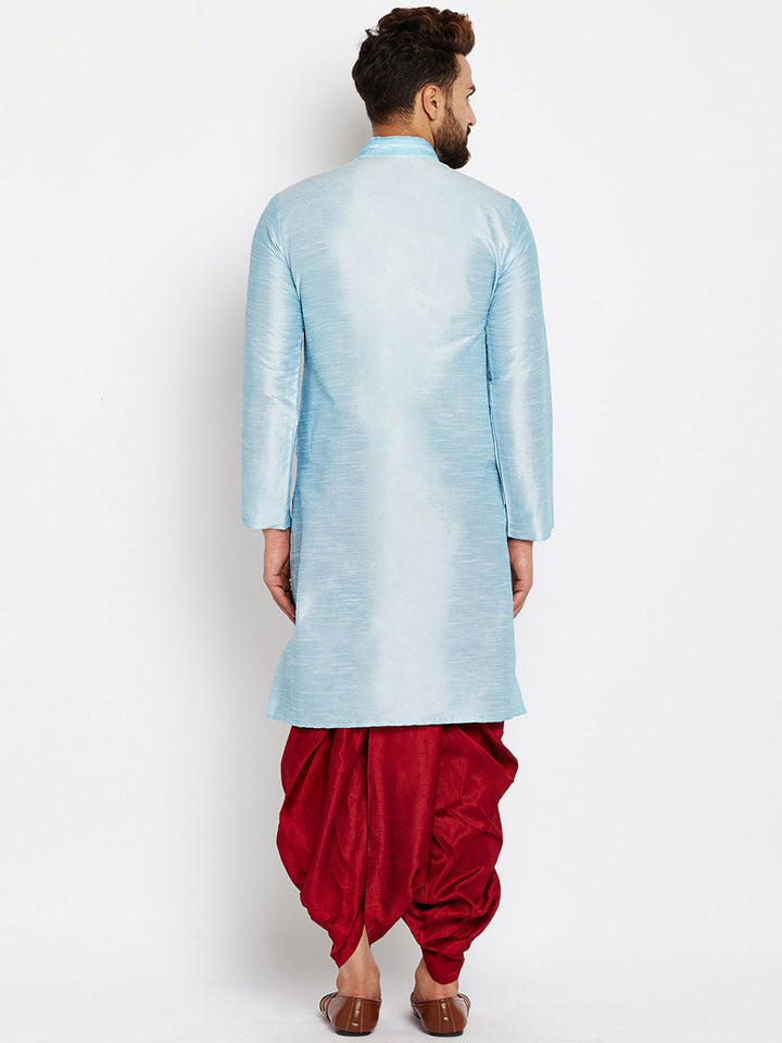 SOJANYA Men Blue Solid Straight Kurta