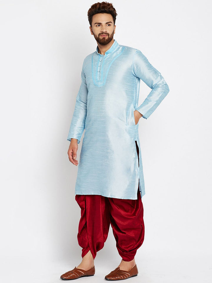 SOJANYA Men Blue Solid Straight Kurta