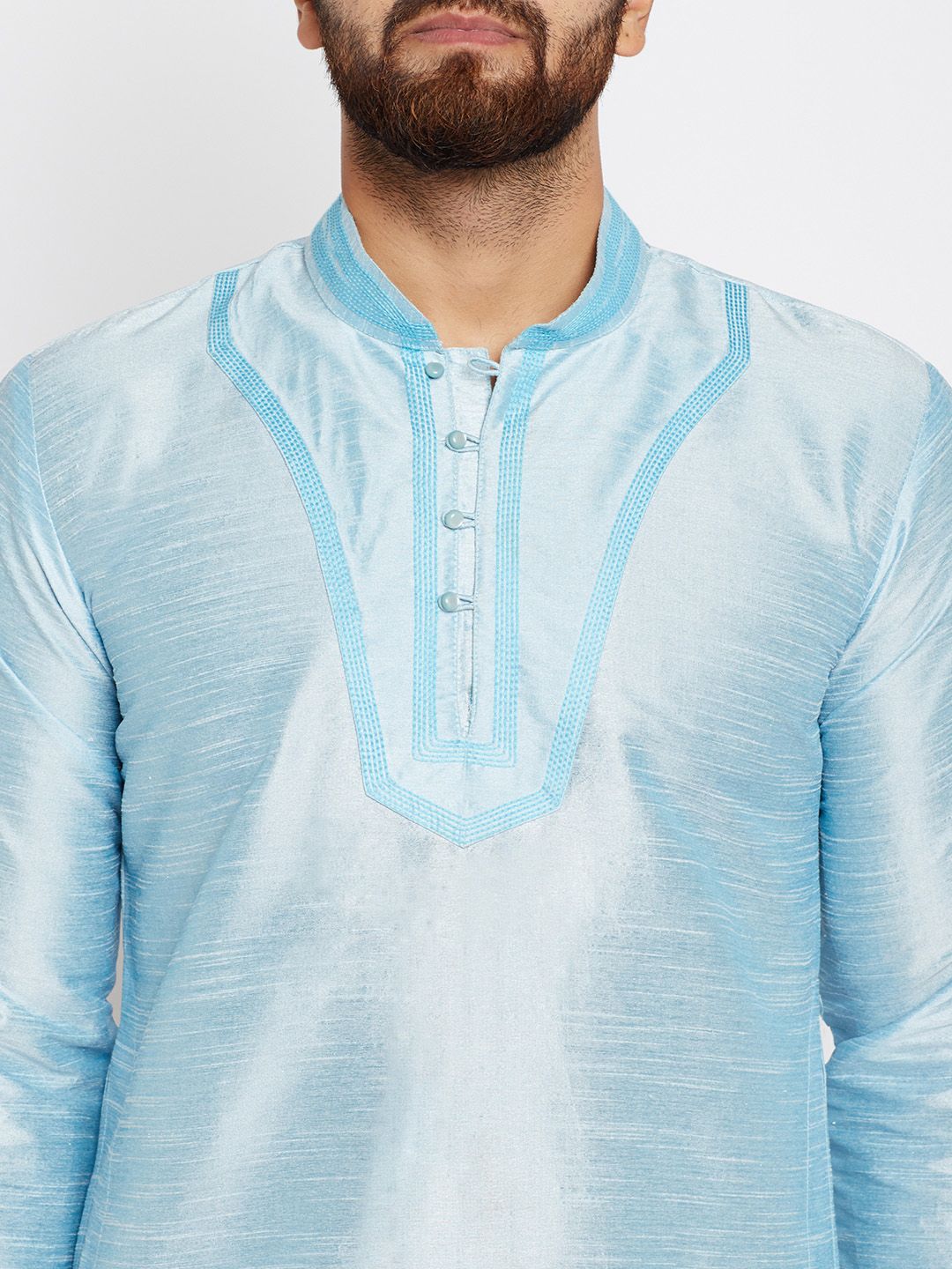 SOJANYA Men Blue Solid Straight Kurta