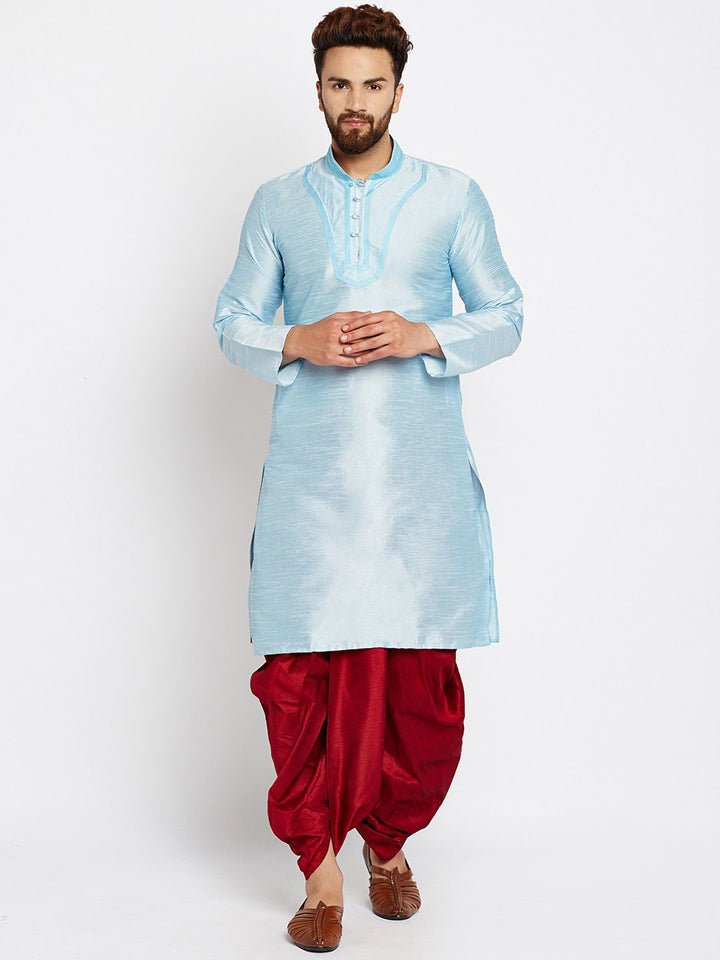 SOJANYA Men Blue Solid Straight Kurta