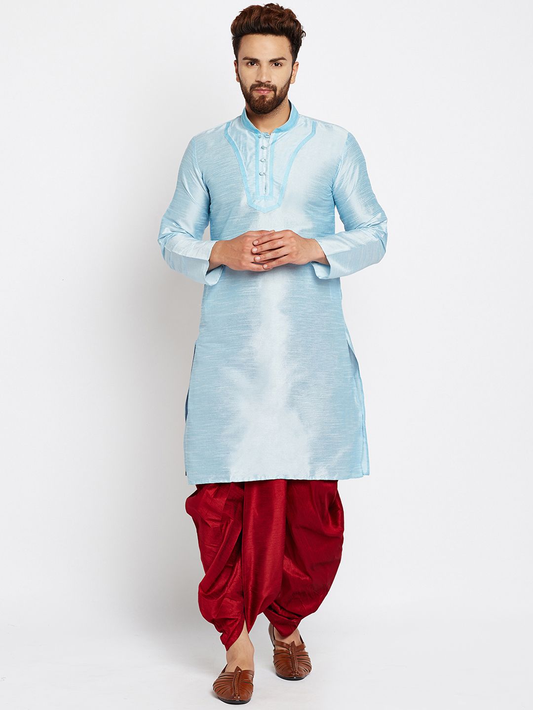 SOJANYA Lelaki Biru Solid Kurta Lurus