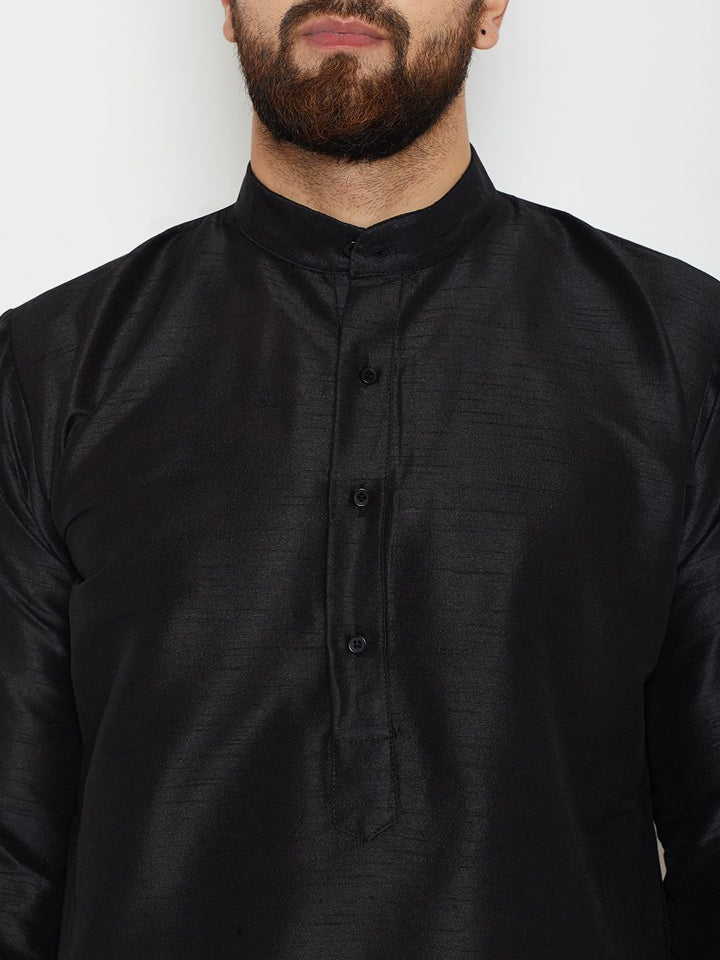SOJANYA Men Black Solid Straight Kurta