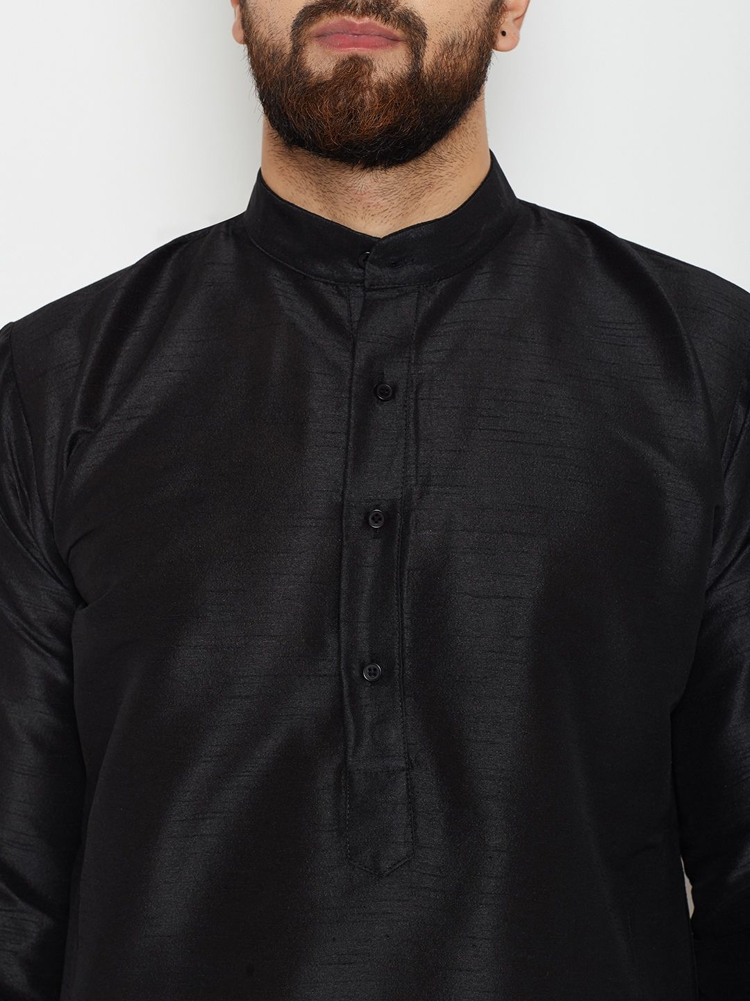 SOJANYA Men Black Solid Straight Kurta