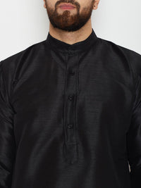 SOJANYA Men Black Solid Straight Kurta