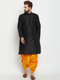 SOJANYA Men Black Solid Straight Kurta