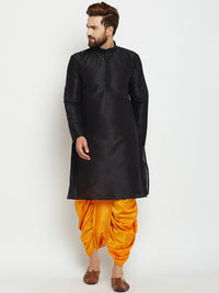SOJANYA Men Black Solid Straight Kurta