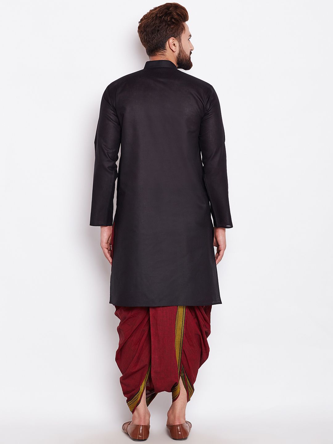 SOJANYA Lelaki Hitam Solid Kurta Lurus