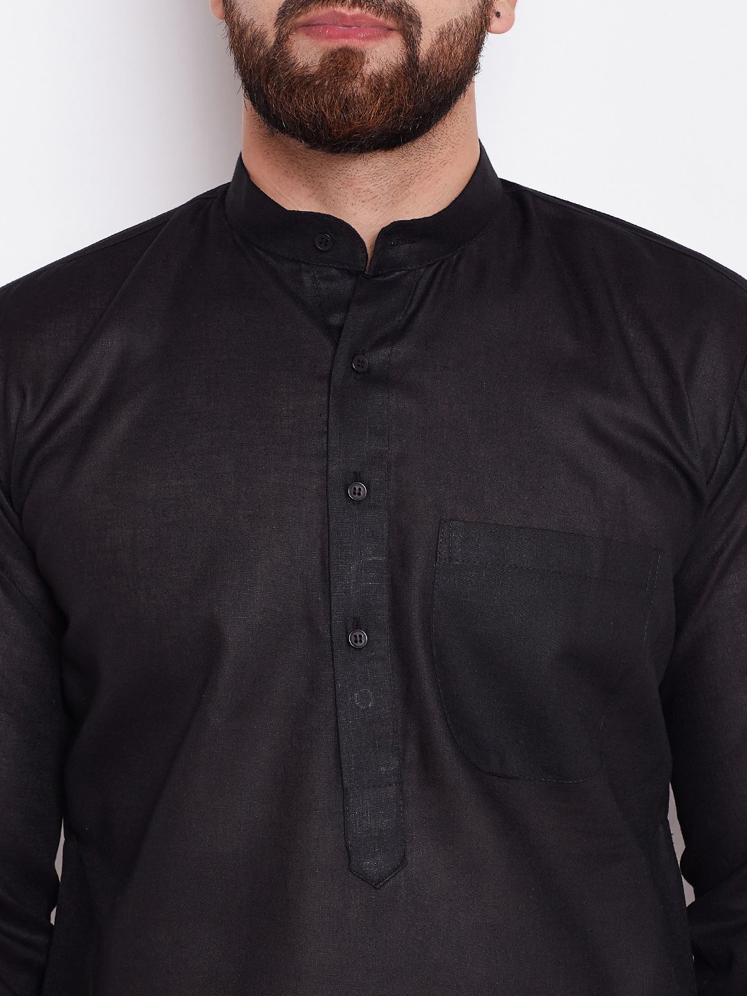SOJANYA Lelaki Hitam Solid Kurta Lurus