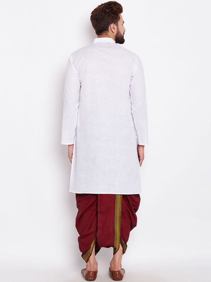 SOJANYA Men White Solid Straight Kurta