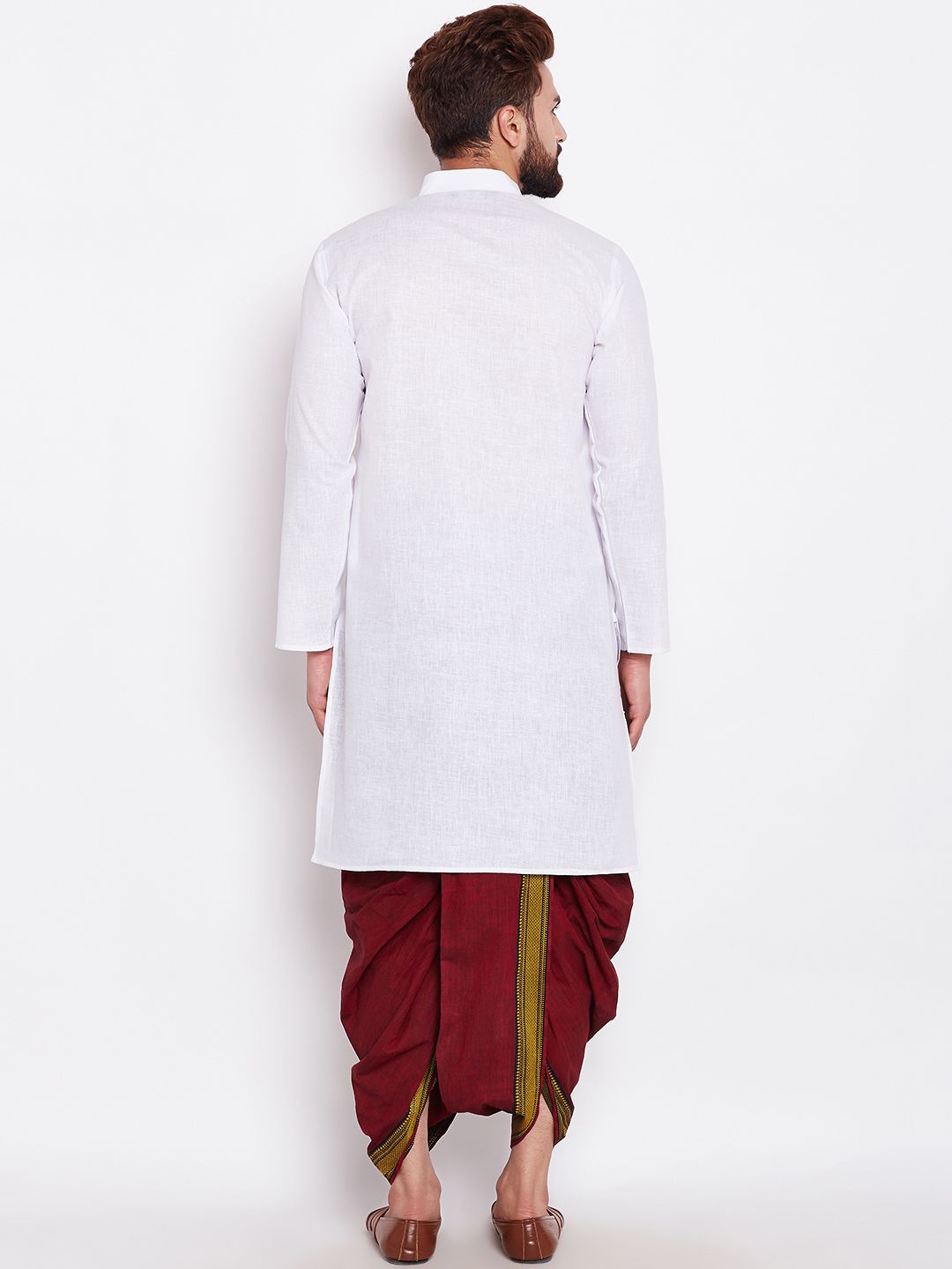 SOJANYA Men White Solid Straight Kurta