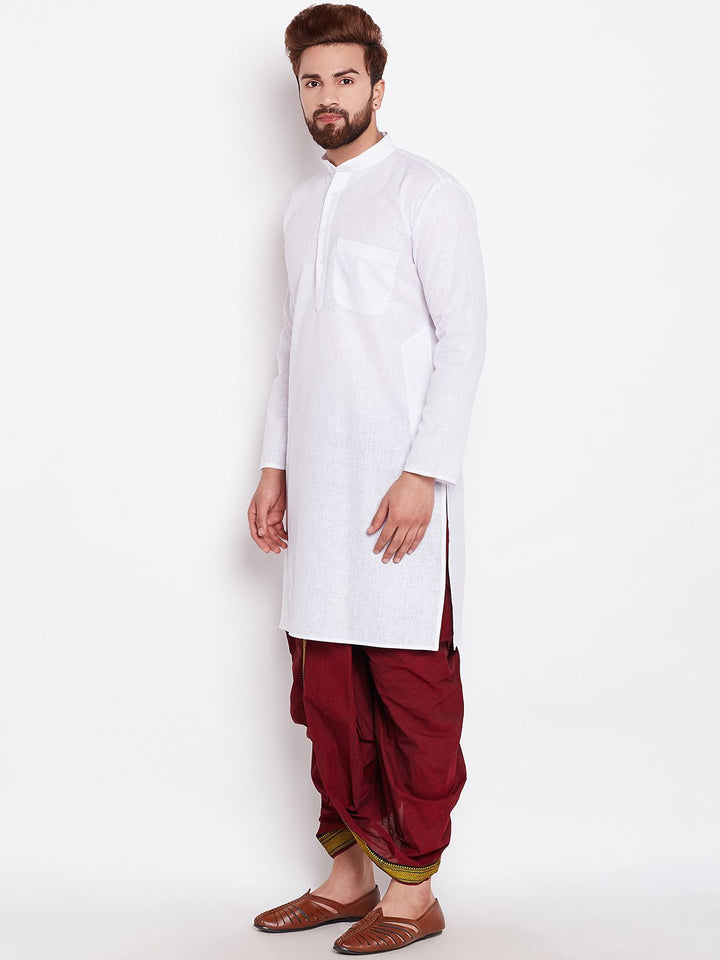 SOJANYA Men White Solid Straight Kurta