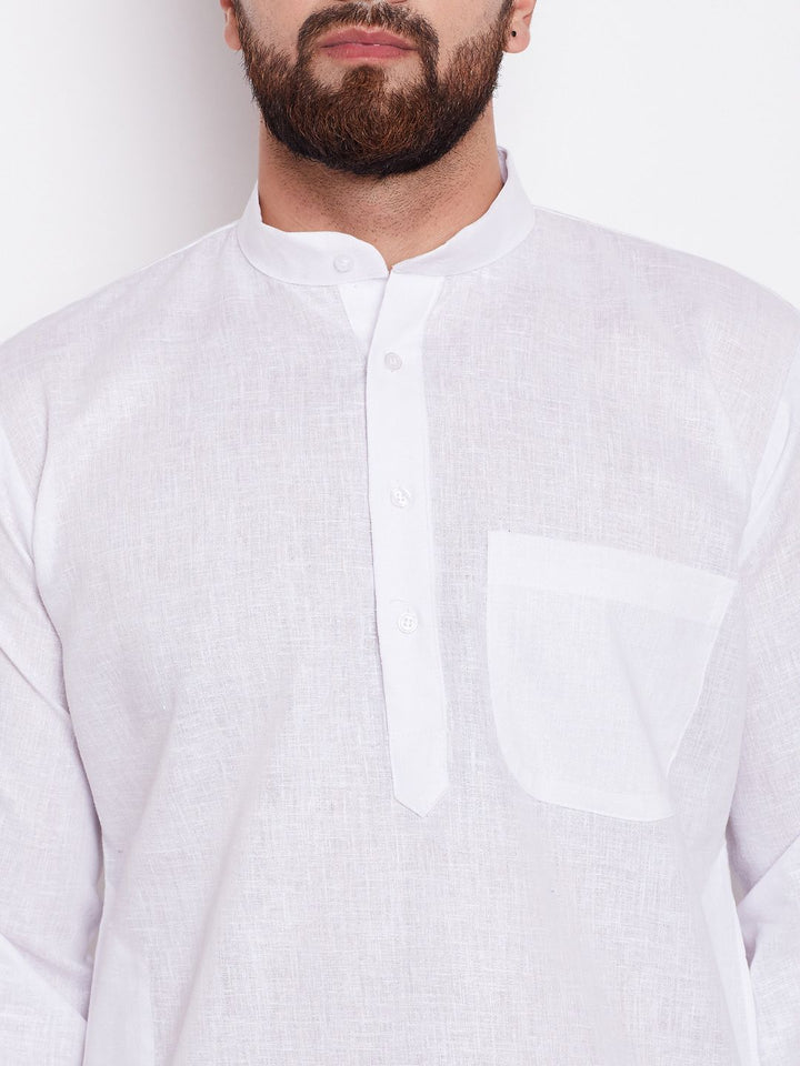 SOJANYA Men White Solid Straight Kurta