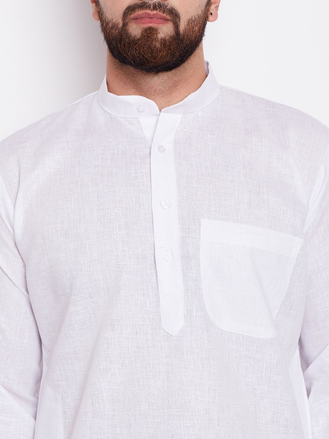 SOJANYA Men White Solid Straight Kurta