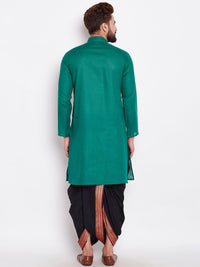SOJANYA Men Green Solid Straight Kurta