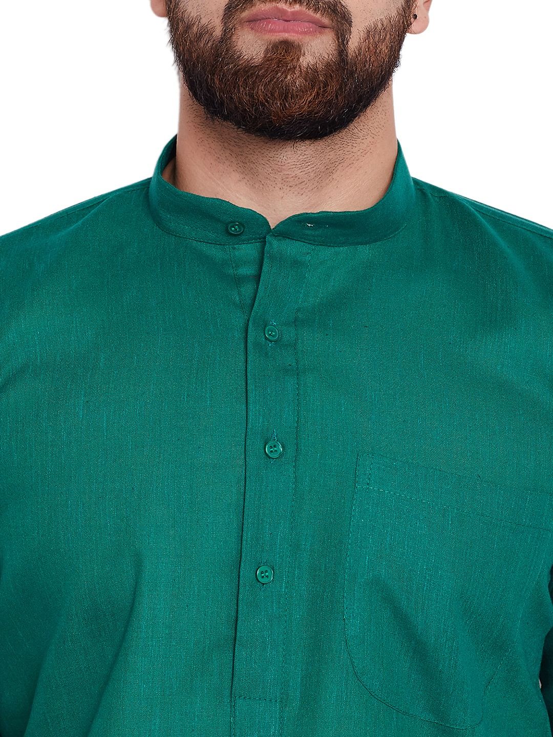 SOJANYA Men Green Solid Straight Kurta