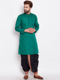 SOJANYA Men Green Solid Straight Kurta