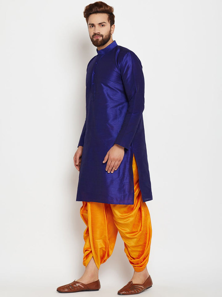 SOJANYA Men Blue Solid Straight Kurta
