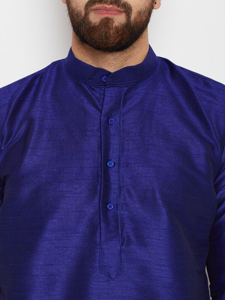 SOJANYA Men Blue Solid Straight Kurta