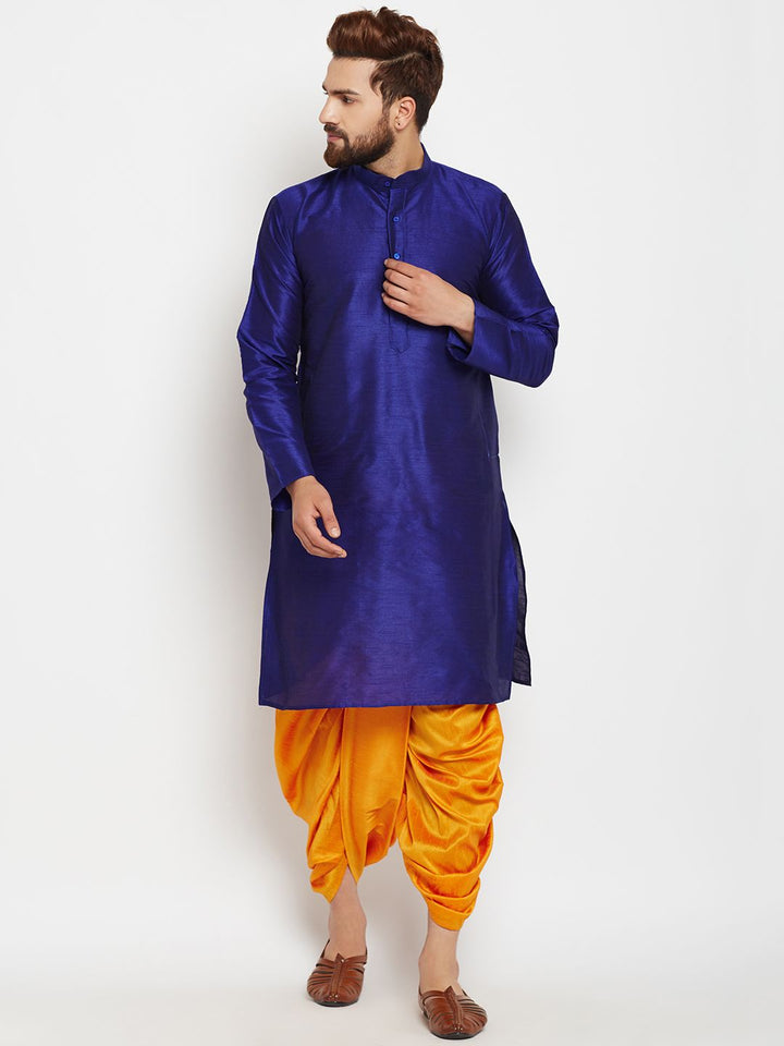 SOJANYA Men Blue Solid Straight Kurta