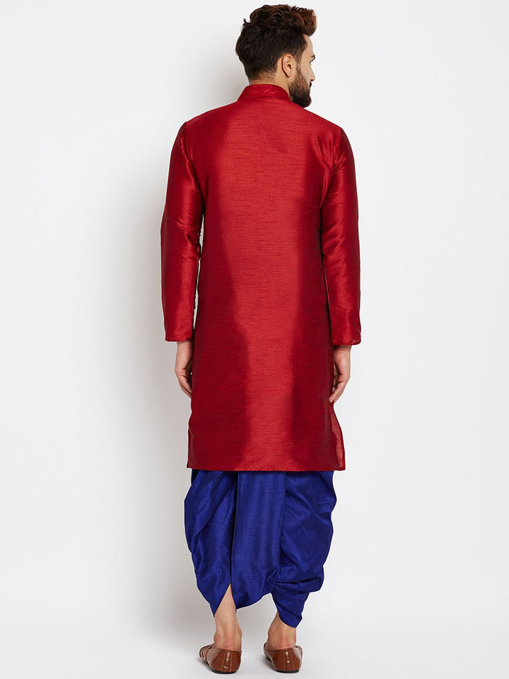 SOJANYA Men Maroon Solid Straight Kurta