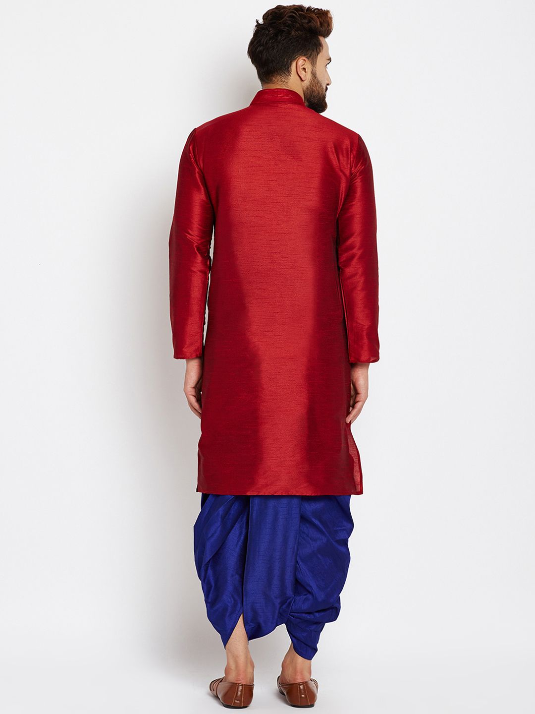 SOJANYA Men Maroon Solid Straight Kurta