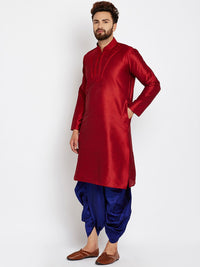 SOJANYA Men Maroon Solid Straight Kurta