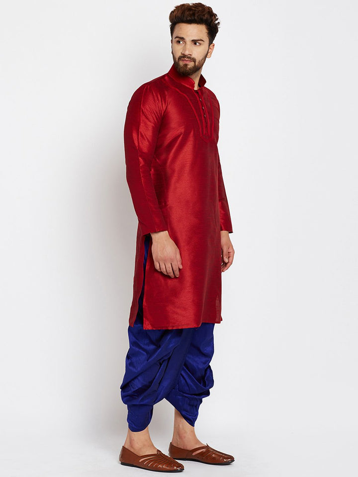 SOJANYA Men Maroon Solid Straight Kurta