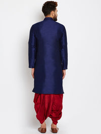 SOJANYA Lelaki Navy Blue Solid Kurta Lurus