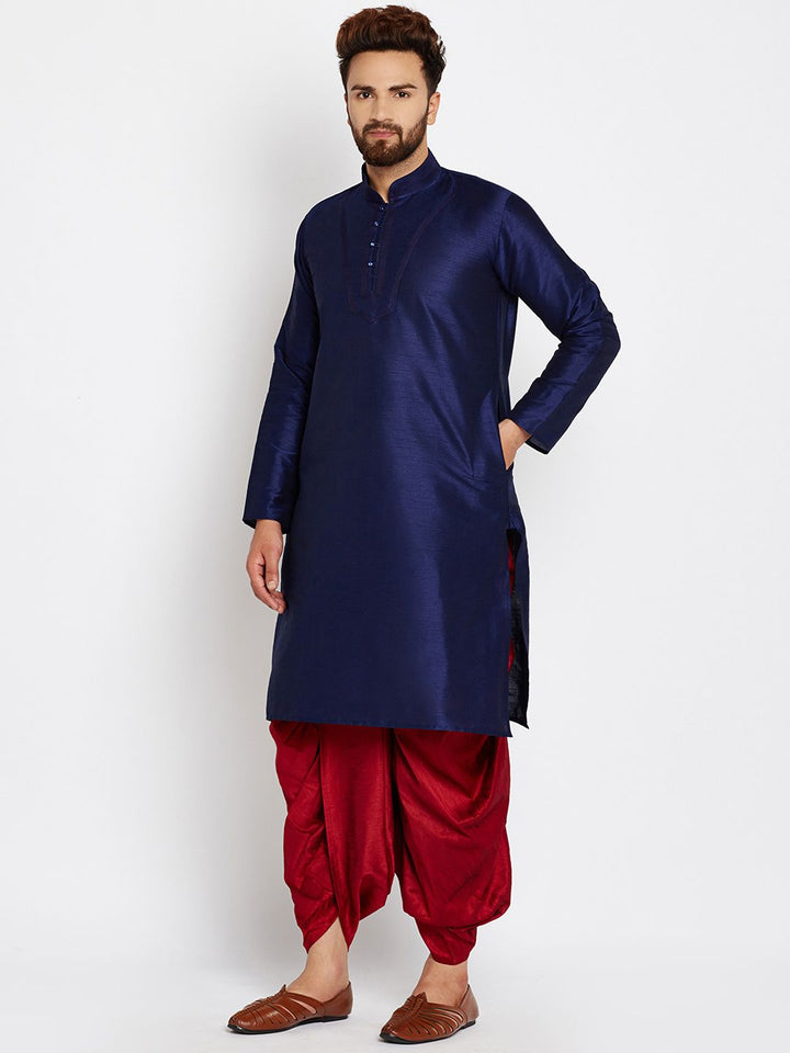 SOJANYA Lelaki Navy Blue Solid Kurta Lurus