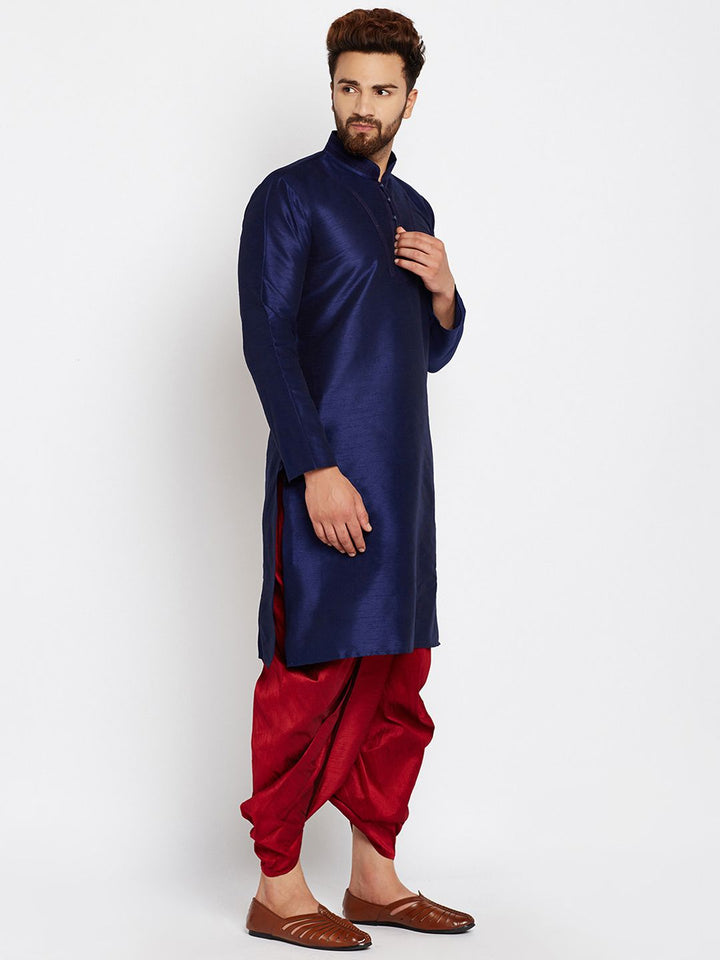 SOJANYA Lelaki Navy Blue Solid Kurta Lurus