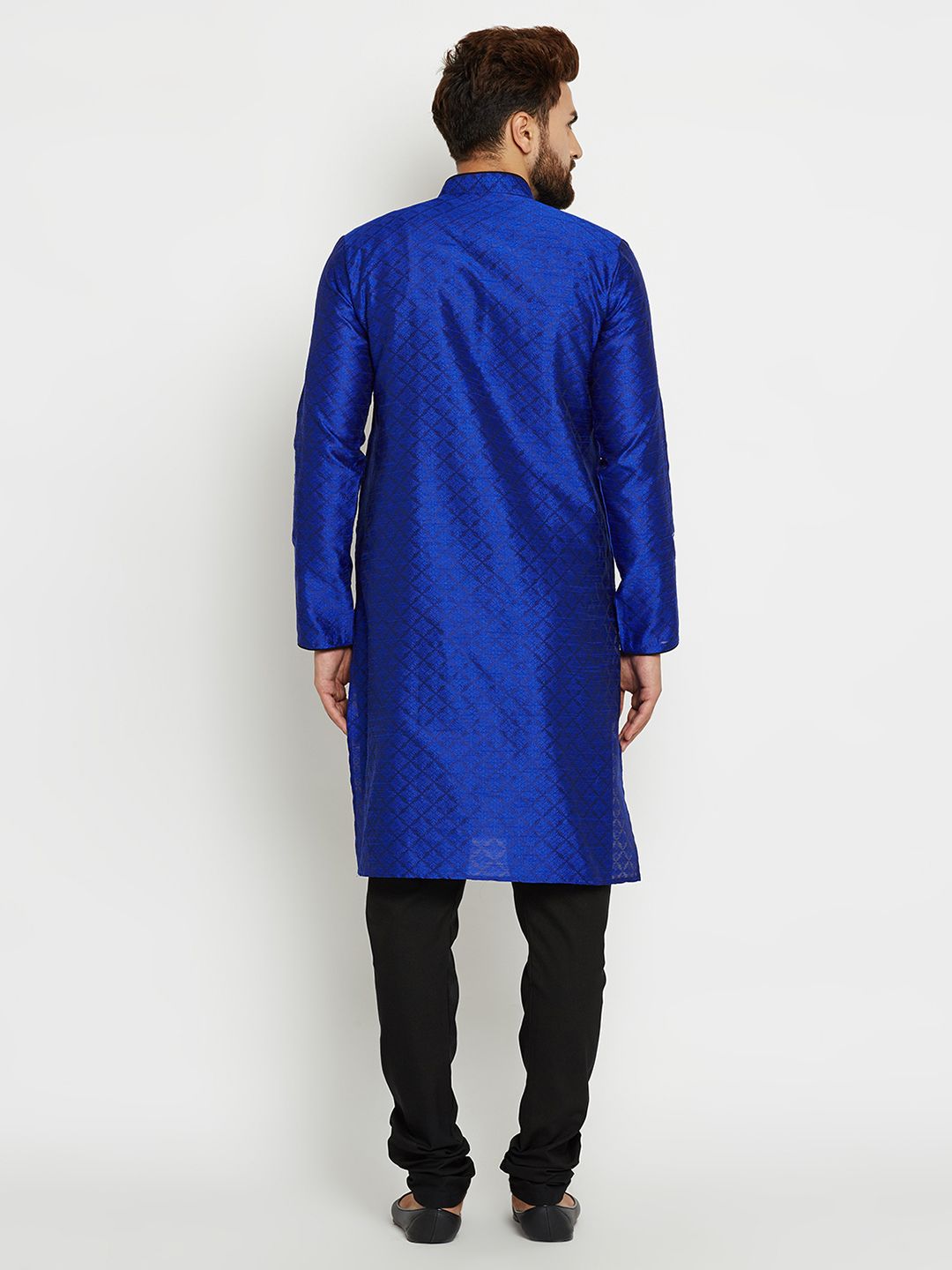 SOJANYA Men Blue Printed Straight Kurta