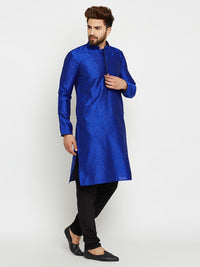 SOJANYA Men Blue Printed Straight Kurta