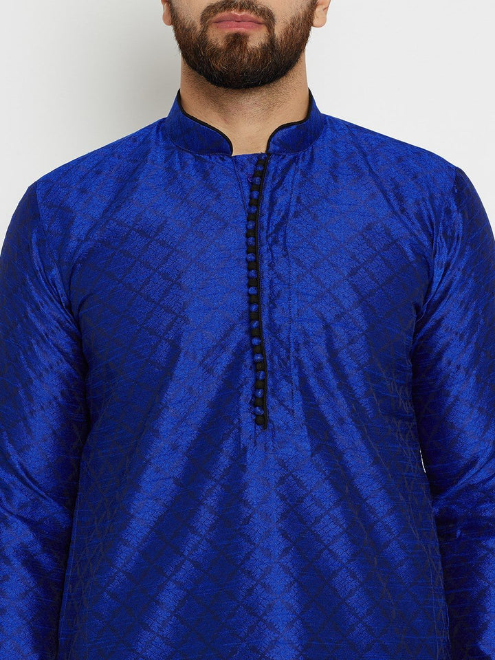 SOJANYA Men Blue Printed Straight Kurta