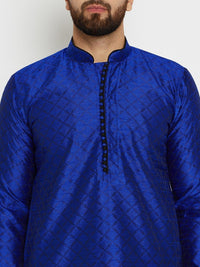 SOJANYA Men Blue Printed Straight Kurta