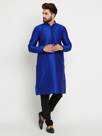 SOJANYA Men Blue Printed Straight Kurta