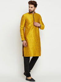 SOJANYA Men Gold & Black Printed Straight Kurta