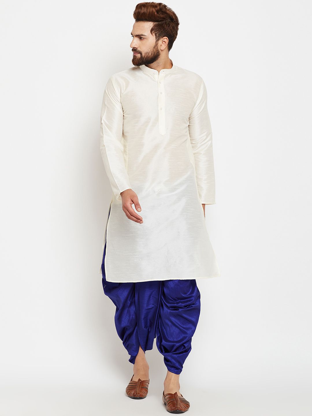 SOJANYA Men Off-White Solid Straight Kurta