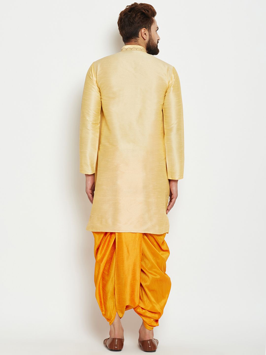 SOJANYA Kurta Lurus Pepejal Berwarna Emas Lelaki