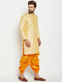 SOJANYA Kurta Lurus Pepejal Berwarna Emas Lelaki