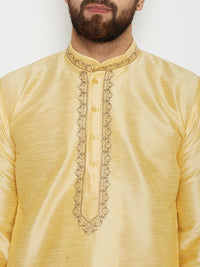 SOJANYA Kurta Lurus Pepejal Berwarna Emas Lelaki