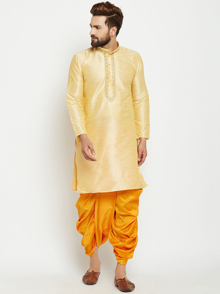 SOJANYA Kurta Lurus Pepejal Berwarna Emas Lelaki
