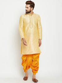 SOJANYA Kurta Lurus Pepejal Berwarna Emas Lelaki