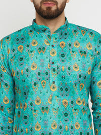 SOJANYA Men Green Printed Straight Kurta