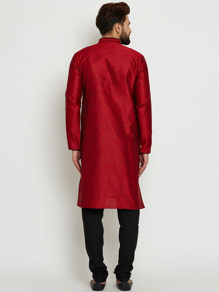 SOJANYA Lelaki Merah Solid Kurta Lurus