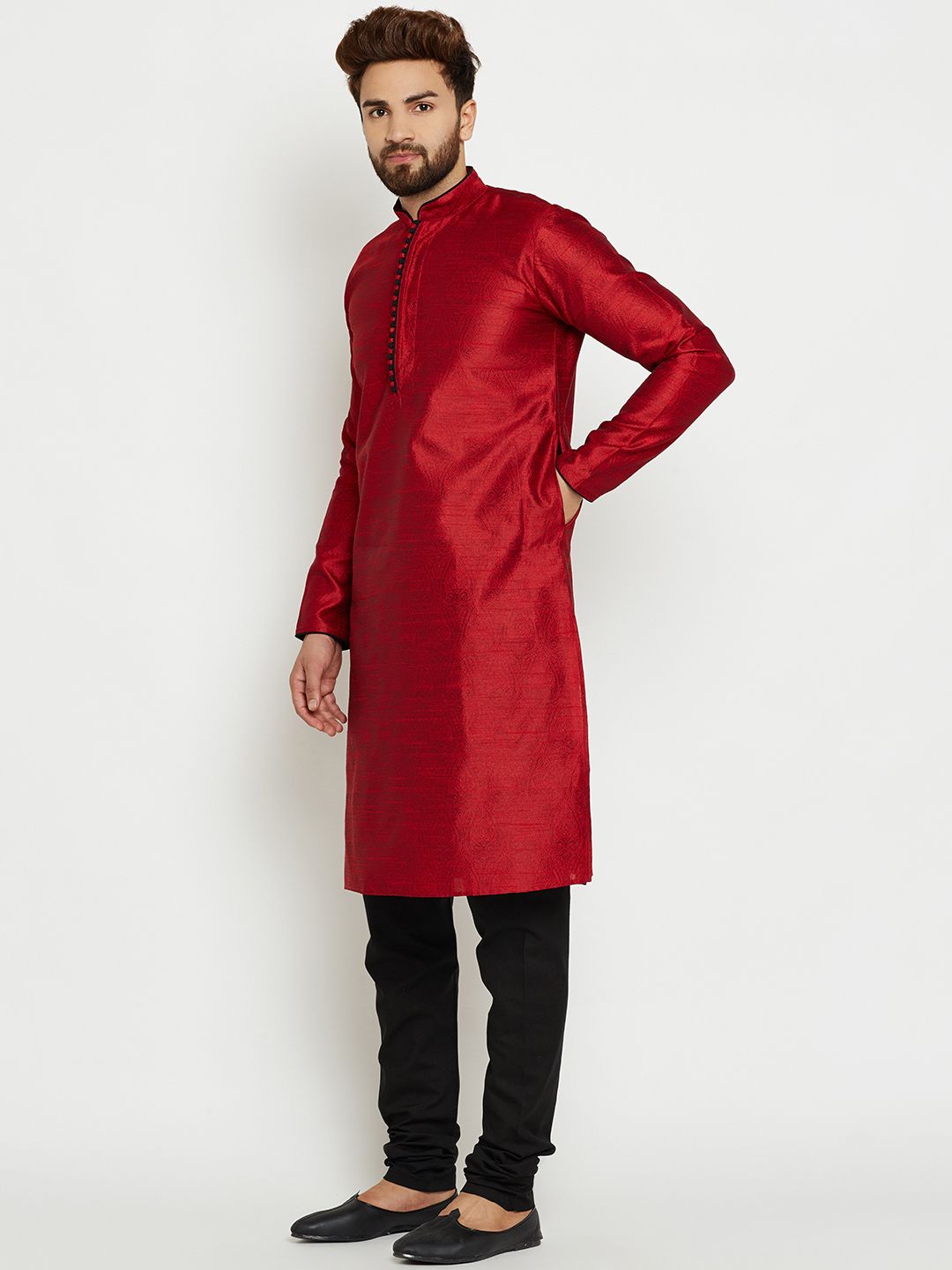SOJANYA Lelaki Merah Solid Kurta Lurus